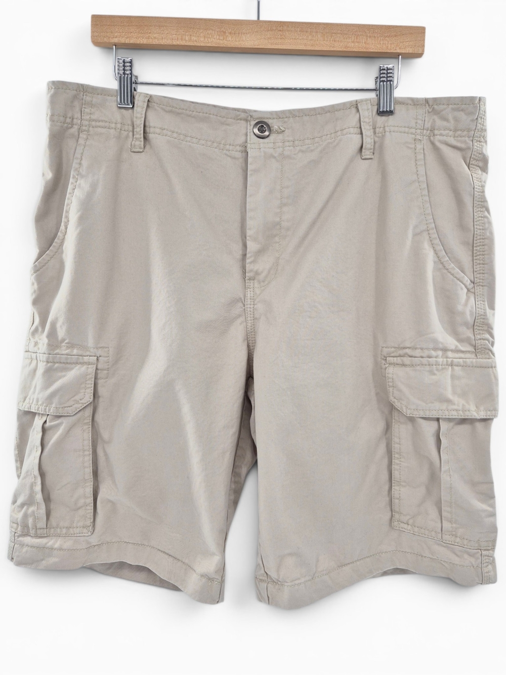 George Men Khaki Cargo Shorts 38 Beige 100% Cotton Utility Outdoor Summer Casual